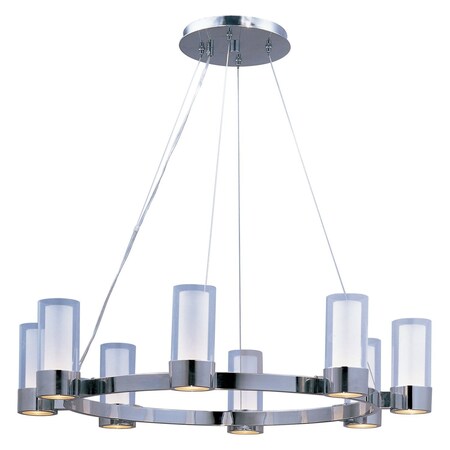 Maxim Eight Light Polished Chrome Clear/Frosted Glass Up Chandelier 23078CLFTPC